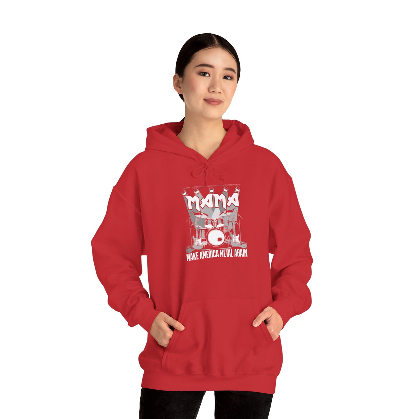 Mama Make American Metal Again Hooded Sweatshirt, Unisex Sweatshirt for Music Lovers, Gift for Mom, Cozy Casual Wear, Rock Music Apparel