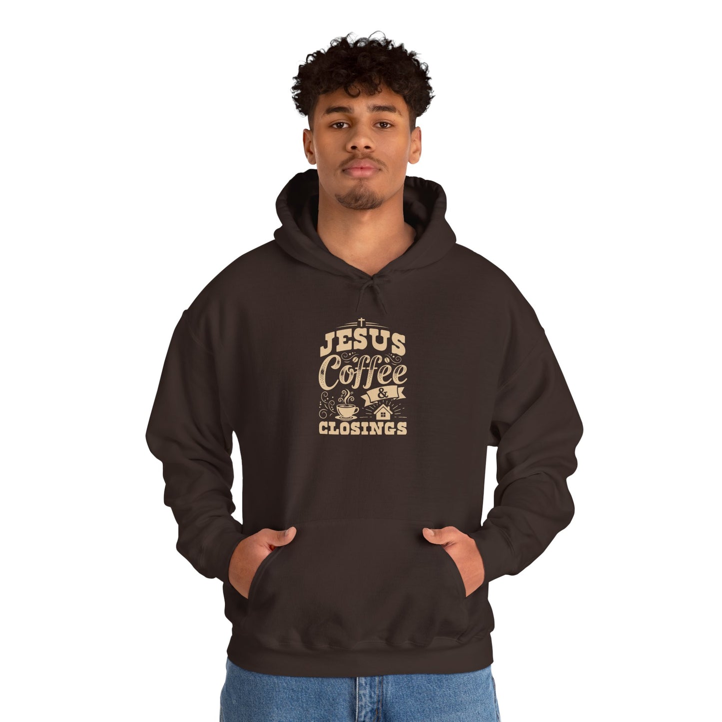 Jesus Coffee Closings Unisex Heavy Blend Hoodie, Cozy Gift for Believers, Fall & Winter Apparel, Faith-Inspired Sweatshirt
