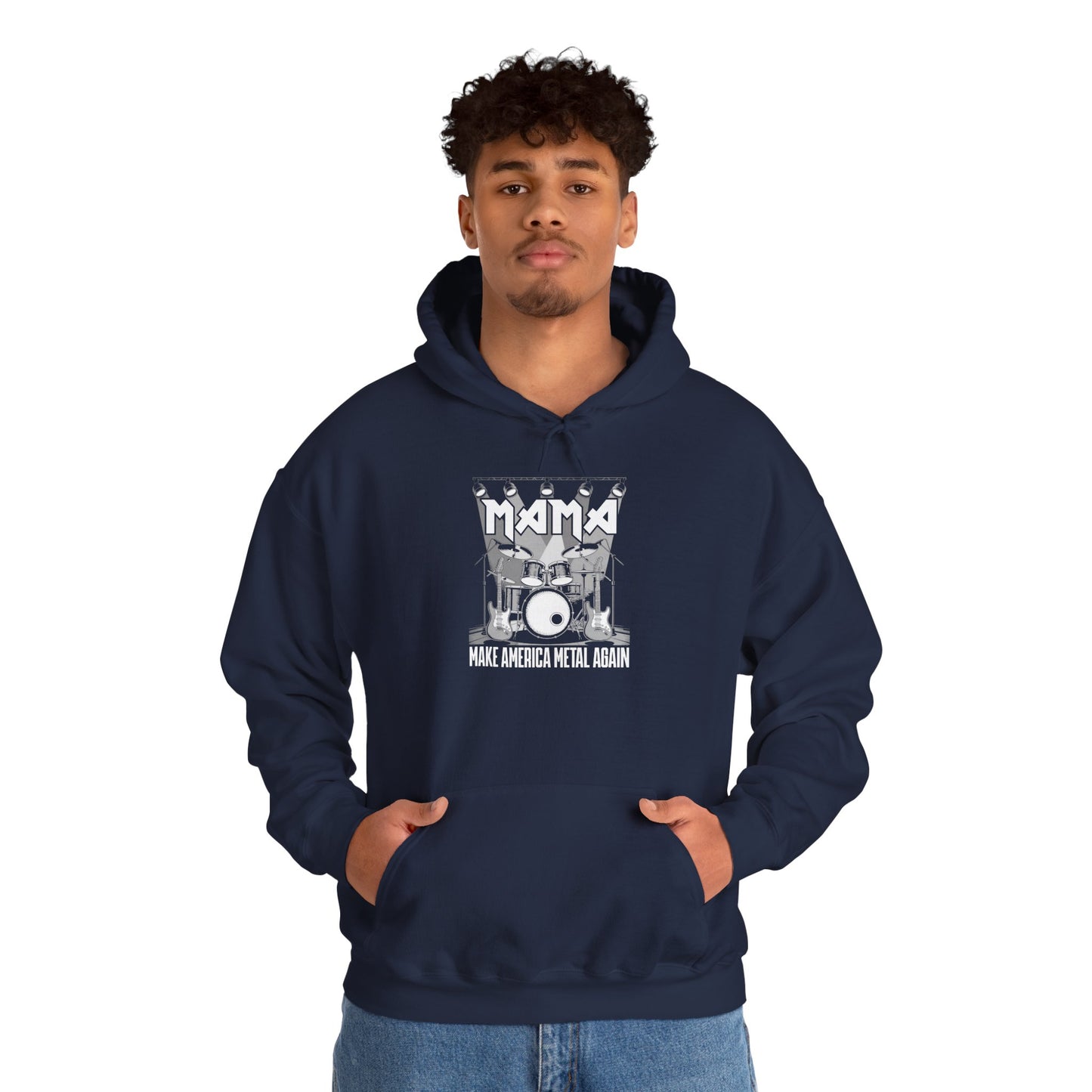 Mama Make American Metal Again Hooded Sweatshirt, Unisex Sweatshirt for Music Lovers, Gift for Mom, Cozy Casual Wear, Rock Music Apparel