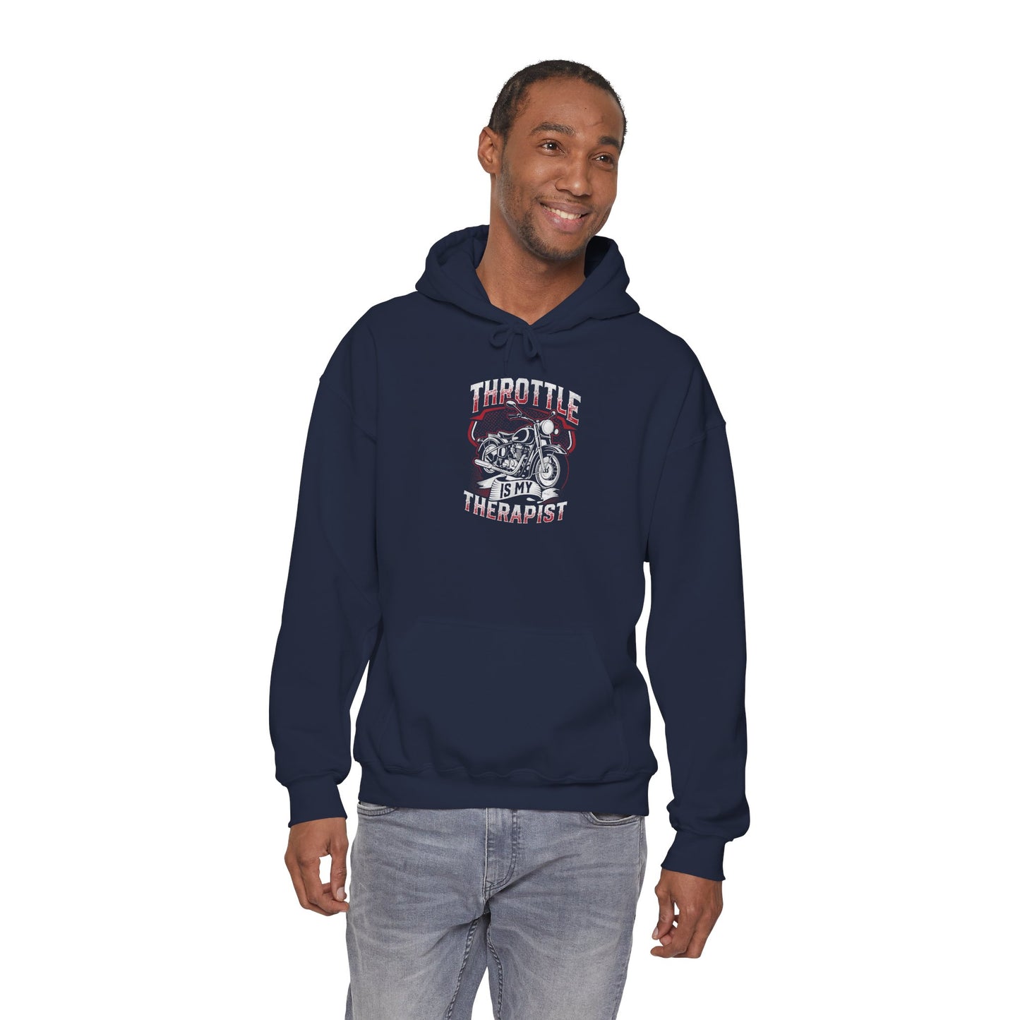 Throttle Is My Therapist Hoodie | Unisex Heavy Blend Sweatshirt for Auto Lovers, Car Enthusiasts, Gift for Him, Motorheads, Funny Hooded Top