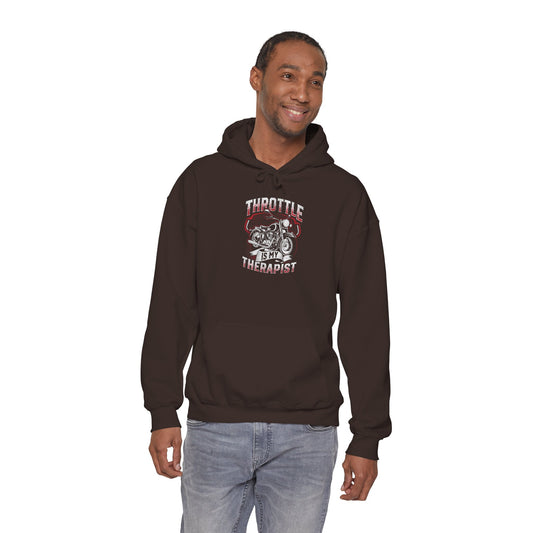 Throttle Is My Therapist Hoodie | Unisex Heavy Blend Sweatshirt for Auto Lovers, Car Enthusiasts, Gift for Him, Motorheads, Funny Hooded Top