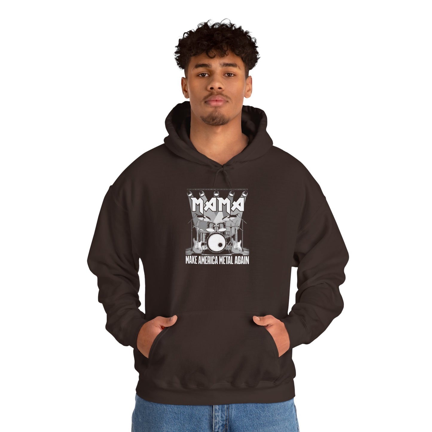 Mama Make American Metal Again Hooded Sweatshirt, Unisex Sweatshirt for Music Lovers, Gift for Mom, Cozy Casual Wear, Rock Music Apparel