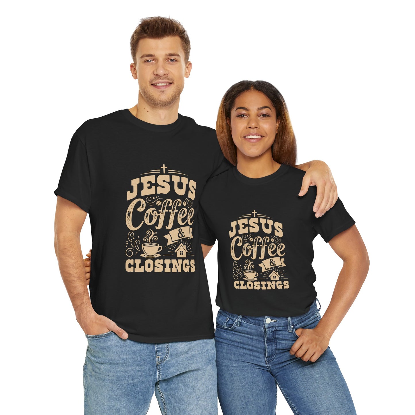Jesus Coffee Closings Unisex Heavy Cotton Tee | Perfect for Faith, Coffee Lovers, Church Events, Casual Wear, Gifts