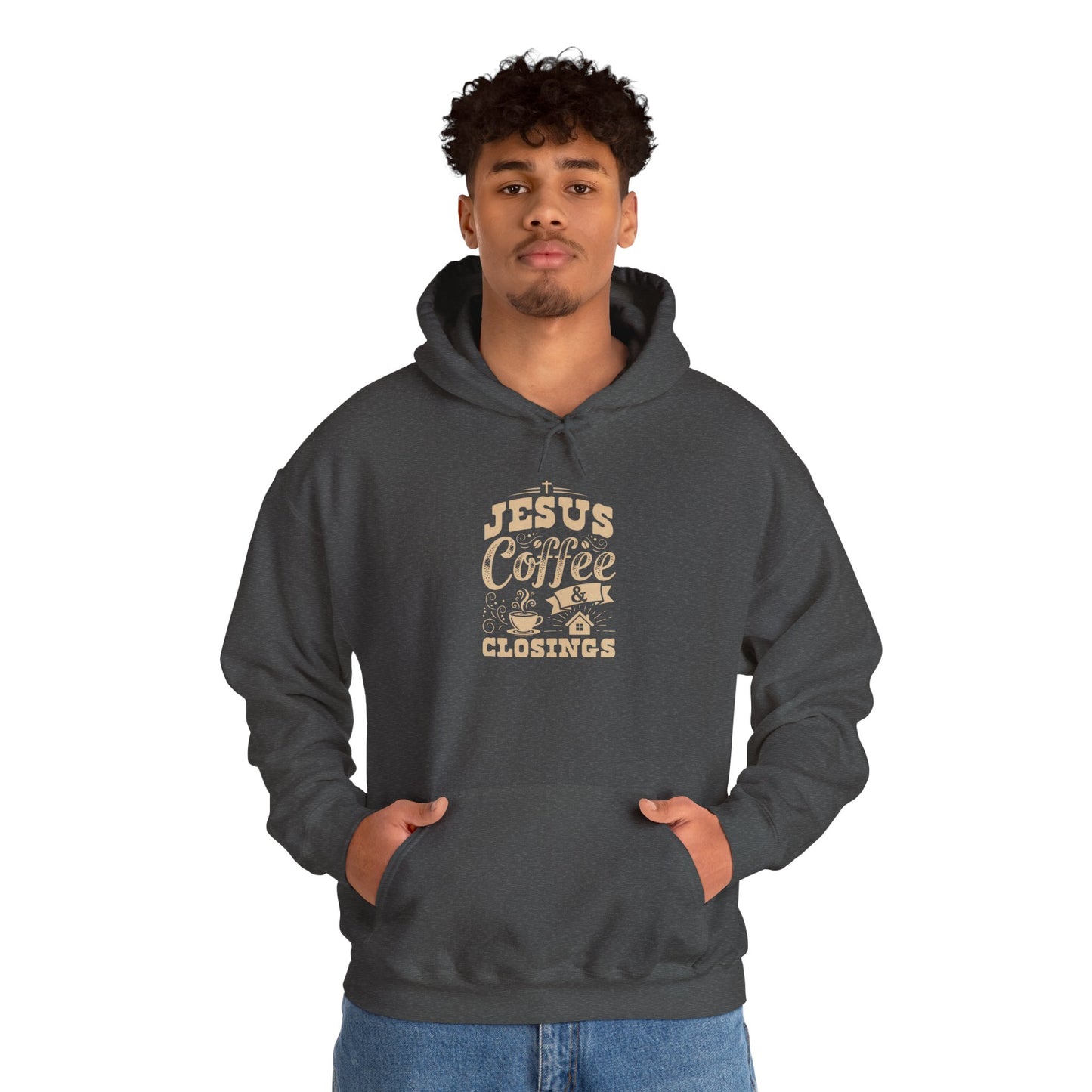 Jesus Coffee Closings Unisex Heavy Blend Hoodie, Cozy Gift for Believers, Fall & Winter Apparel, Faith-Inspired Sweatshirt