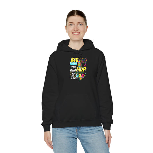 80s Big Hair MVP Unisex Hoodie | Vintage Style Sweatshirt, Retro Gift, Cozy Attire, Nostalgia, Fashion Statement