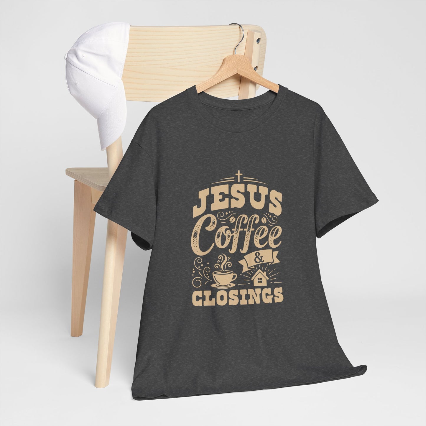 Jesus Coffee Closings Unisex Heavy Cotton Tee | Perfect for Faith, Coffee Lovers, Church Events, Casual Wear, Gifts
