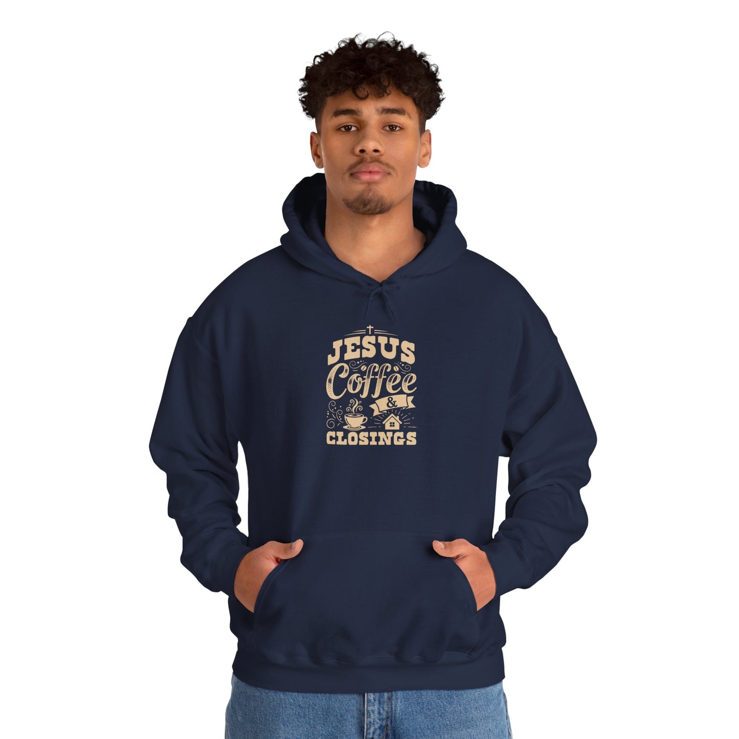 Jesus Coffee Closings Unisex Heavy Blend Hoodie, Cozy Gift for Believers, Fall & Winter Apparel, Faith-Inspired Sweatshirt