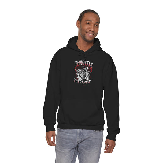 Throttle Is My Therapist Hoodie | Unisex Heavy Blend Sweatshirt for Auto Lovers, Car Enthusiasts, Gift for Him, Motorheads, Funny Hooded Top