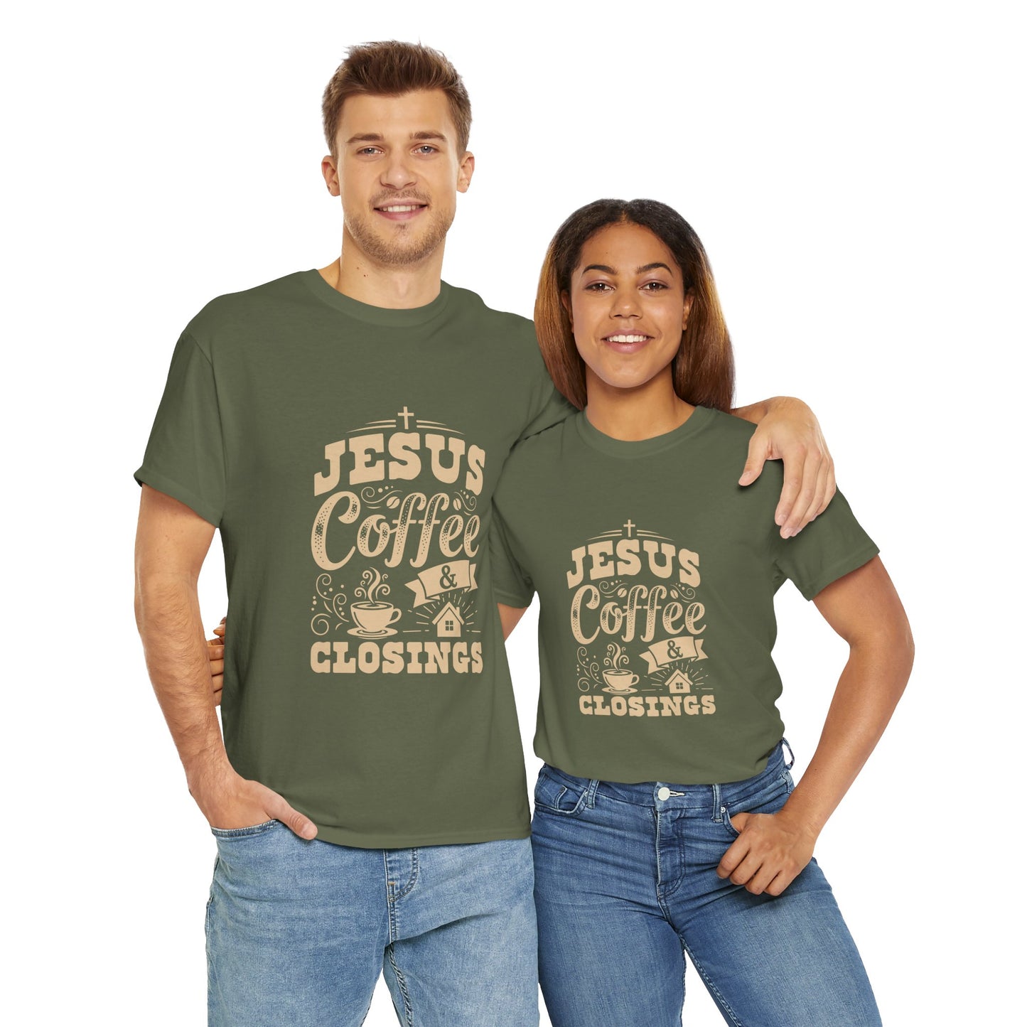 Jesus Coffee Closings Unisex Heavy Cotton Tee | Perfect for Faith, Coffee Lovers, Church Events, Casual Wear, Gifts