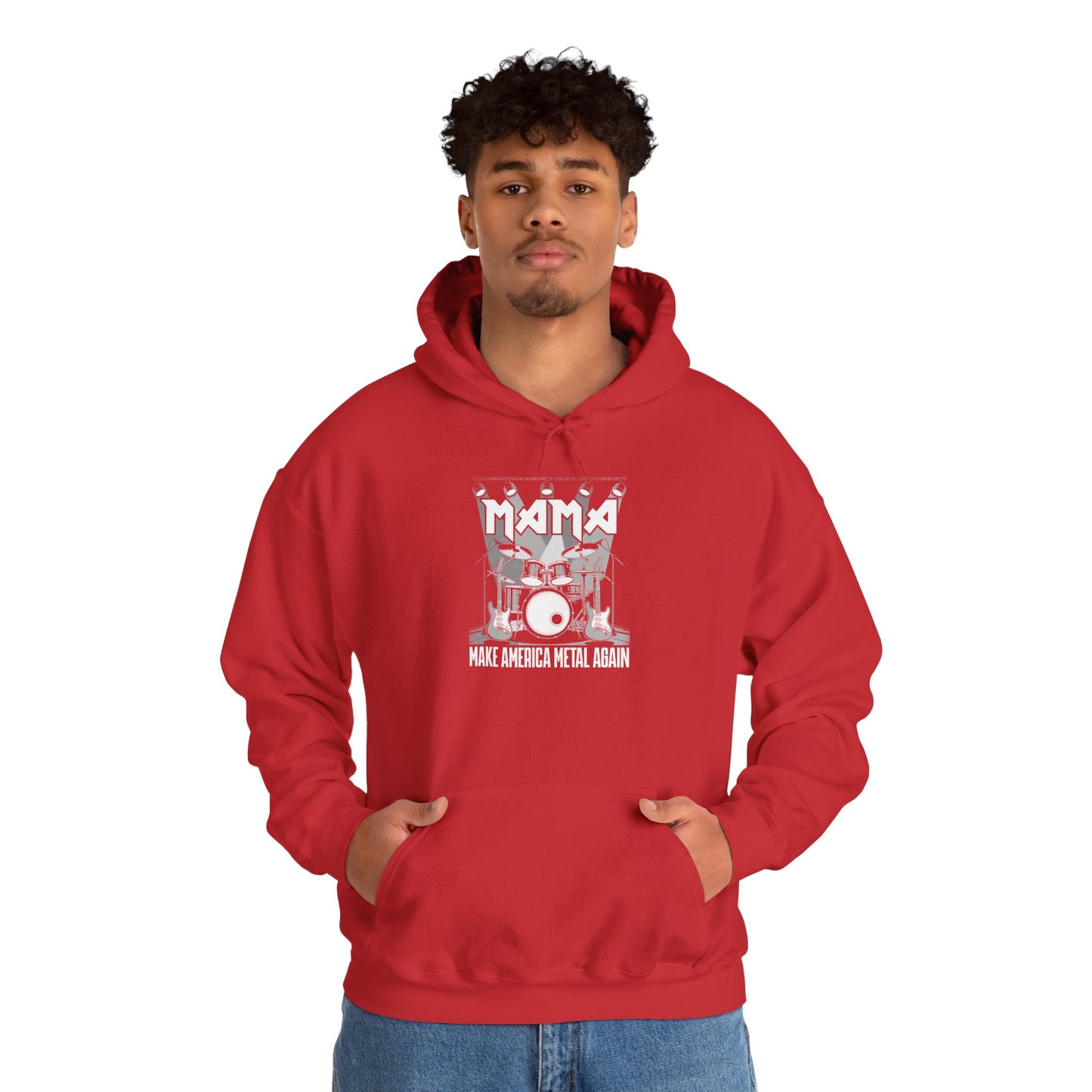 Mama Make American Metal Again Hooded Sweatshirt, Unisex Sweatshirt for Music Lovers, Gift for Mom, Cozy Casual Wear, Rock Music Apparel