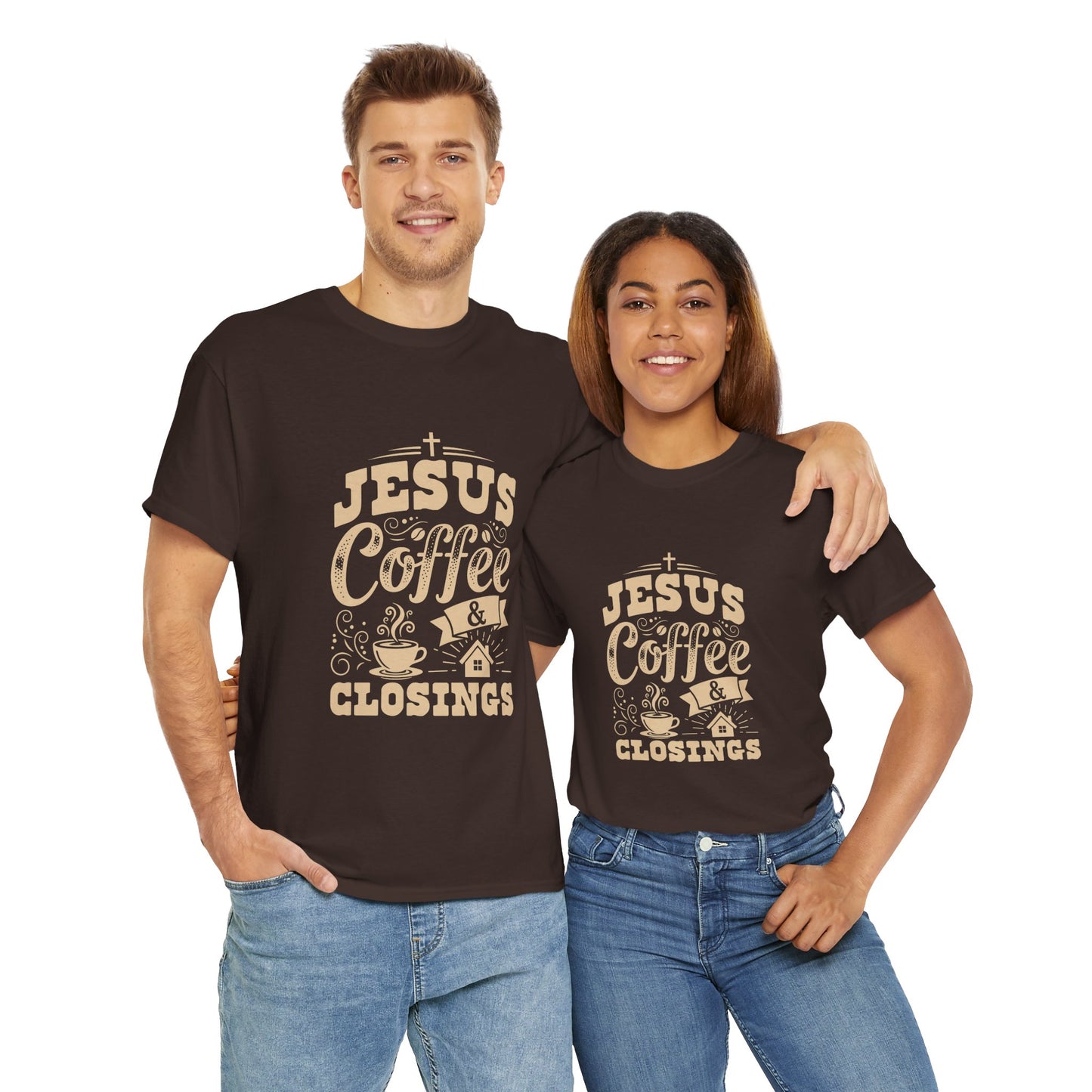 Jesus Coffee Closings Unisex Heavy Cotton Tee | Perfect for Faith, Coffee Lovers, Church Events, Casual Wear, Gifts