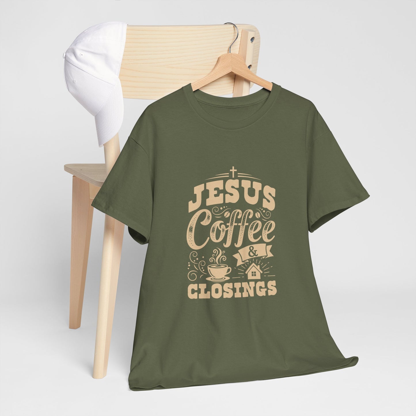 Jesus Coffee Closings Unisex Heavy Cotton Tee | Perfect for Faith, Coffee Lovers, Church Events, Casual Wear, Gifts