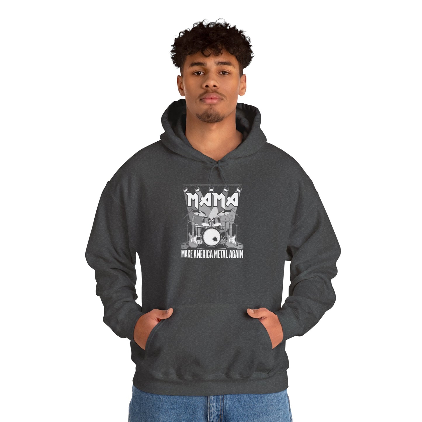 Mama Make American Metal Again Hooded Sweatshirt, Unisex Sweatshirt for Music Lovers, Gift for Mom, Cozy Casual Wear, Rock Music Apparel