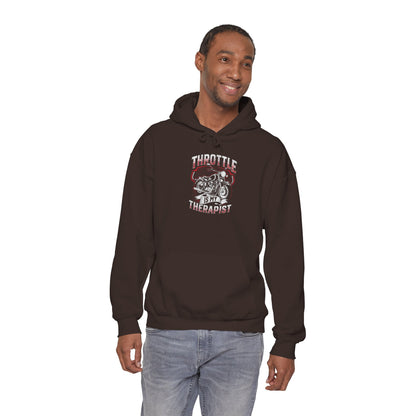Throttle Is My Therapist Hoodie | Unisex Heavy Blend Sweatshirt for Auto Lovers, Car Enthusiasts, Gift for Him, Motorheads, Funny Hooded Top