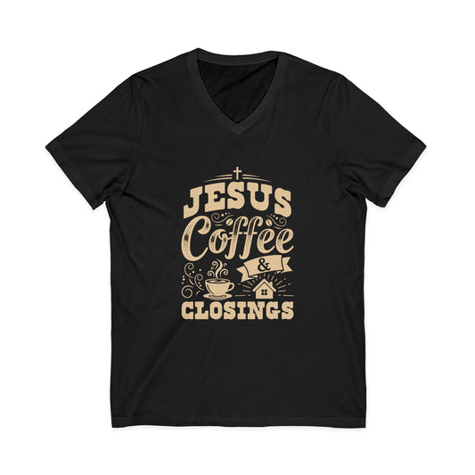 Jesus Coffee & Closings Tee for Faith & Coffee Lovers