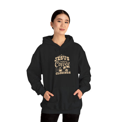 Jesus Coffee Closings Unisex Heavy Blend Hoodie, Cozy Gift for Believers, Fall & Winter Apparel, Faith-Inspired Sweatshirt